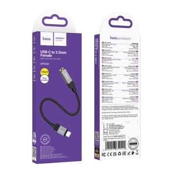 AUX Hoco UPA32C to Type-C Jack adapter black 41340 фото