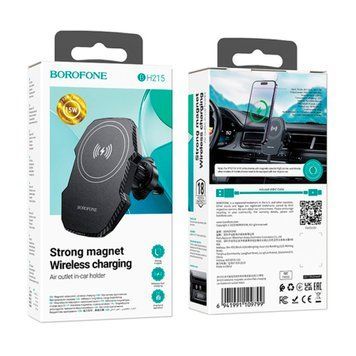 Автотримач з бездротовою зарядкою Borofone BH215 5W/7.5W/10W/15W black 43866 фото