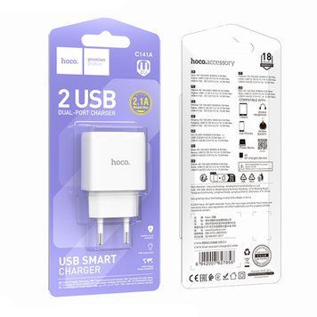 МЗП Hoco C141А 2.4A 2USB white 44079 фото