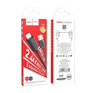 USB Cable Hoco Lightning X88 2.4A 1m black 30677 фото