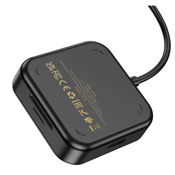 Type-C HUB Hoco HB38 7in1 (HDTV+SD/TF+USB3.0+ 2 USB2.0+PD100W) black 35551 фото