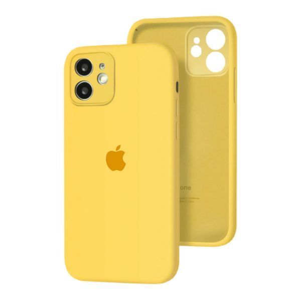 Silicone case Full camera iPhone 12 yellow 31764 фото