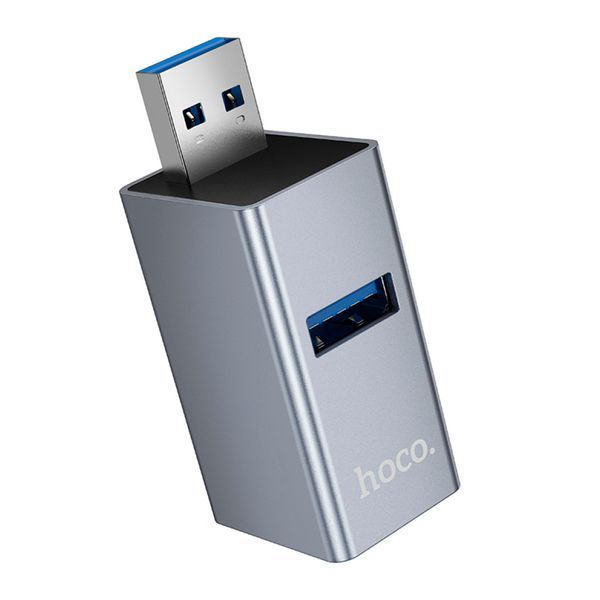 Type-C HUB Hoco HB54 3in1 (USB2.0*2+USB3.0) grey 48970 фото