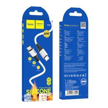 Cable Hoco Type-C to Type-C X86 60W/3A 1m white 43765 фото