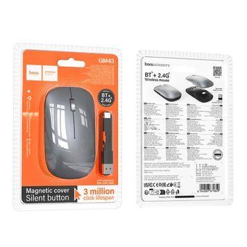 Мишка Bluetooth Hoco GM43 grey з вбудованим акумулятором 47689 фото