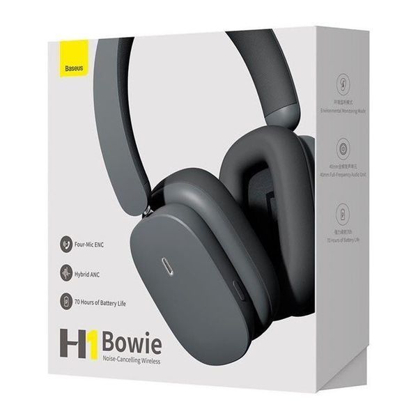 Бездротові навушники Baseus Bowie H1i з шумопоглинанням black 35704 фото