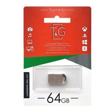 USB Flash 64 GB T&G 107 Metal Silver UA 23716 фото