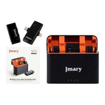 Мікрофон петличний bluetooth Jmary MW-16 3in1 Lightning+Type-C 2 мікрофони black 47240 фото