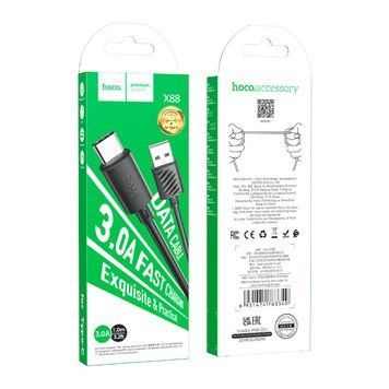 USB Cable Hoco Type-C X88 3A 1m black 30679 фото