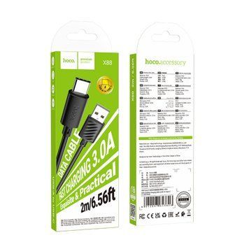 USB Cable Hoco Type-C X88 3A 2m black 21505 фото