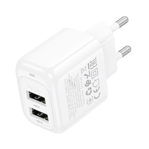МЗП Hoco CS51A 2.4A (2USB) white 42179 фото