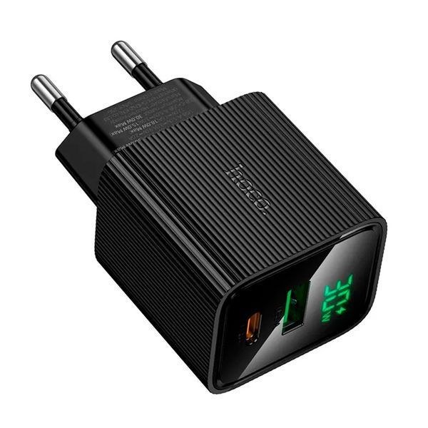 МЗП Hoco CS84A PD 30W/3A QC3.0 (1USB/1USB-C) black 45626 фото