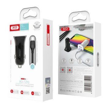 АЗП XO TZ10 12W/2.4A (2USB) + cable lightning black 10406 фото