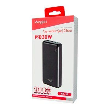 Power bank 20 000 mAh iDragon KP-23 PD30W Led  black 44989 фото