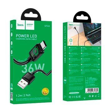 USB Cable Hoco Type-C U146 3A 1m black 44872 фото