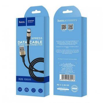 USB Cable Hoco Lightning X26 2.4A 1m black-gold 31553 фото