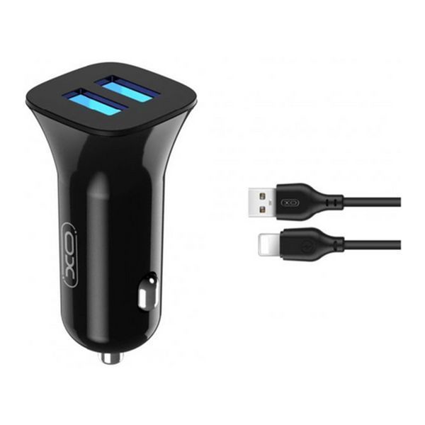 АЗП XO TZ10 12W/2.4A (2USB) + cable lightning black 10406 фото