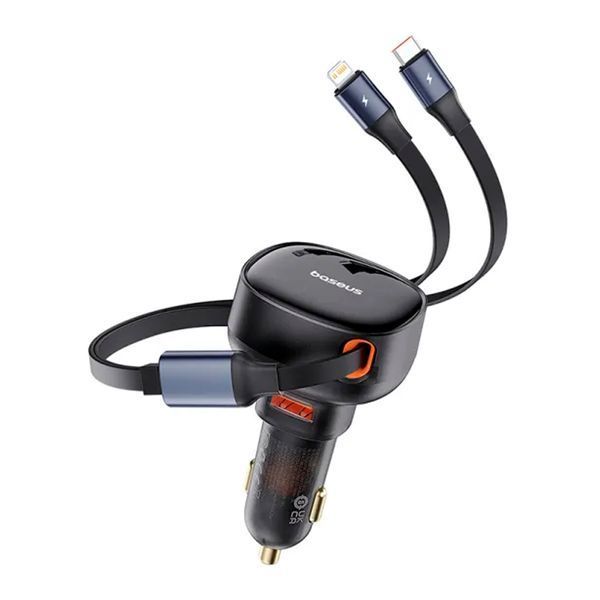 FM трансмістер Baseus Enjoyment Pro 60W (USB) + cable Type-C/Lightning black 48726 фото