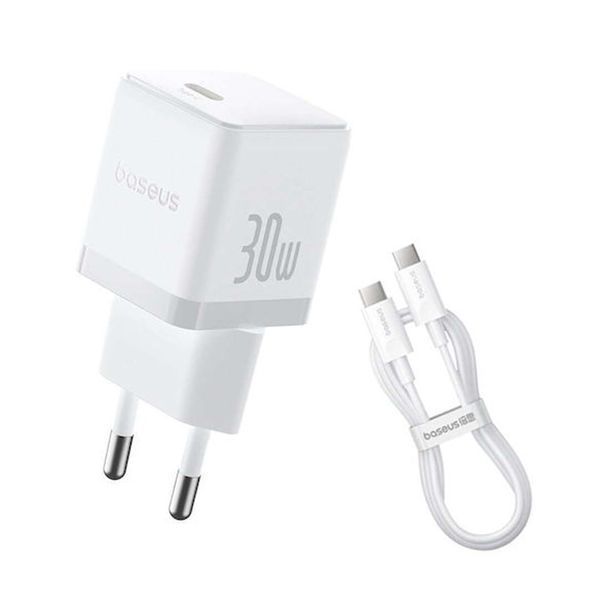 МЗП Baseus Palm Fast Charger 30W (1USB-C) + Cable Type -C to Type -C 60W (1m) White 41476 фото