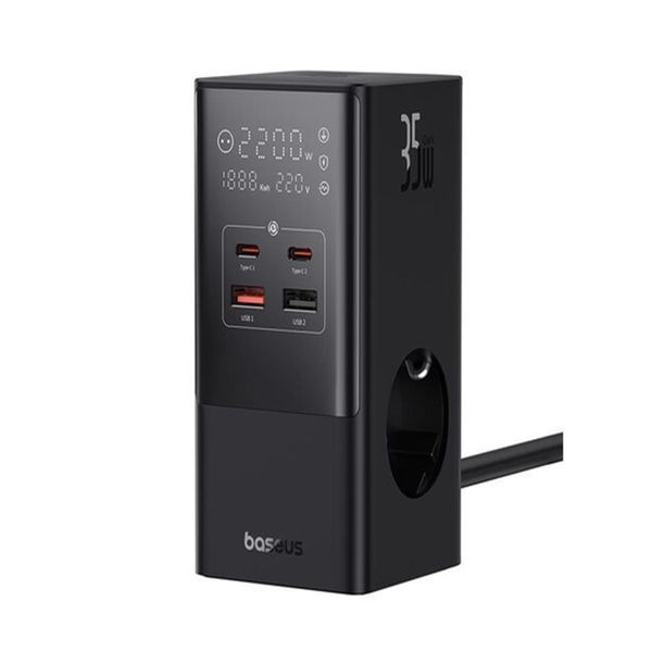 МЗП Baseus PowerCombo Tower Digital PowerStrip 3AC+2U+2C 35W with 1.5m Power 36358 фото