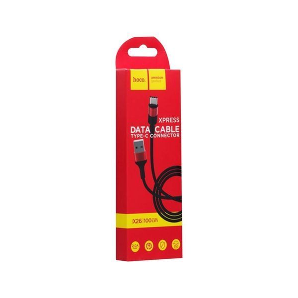 USB Cable Hoco Type-C X26 3A 1m black-red 20477 фото