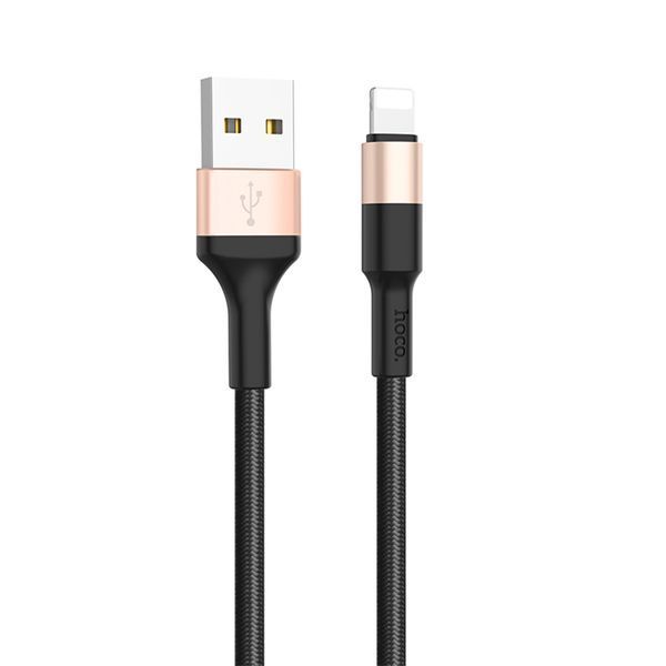 USB Cable Hoco Lightning X26 2.4A 1m black-gold 31553 фото