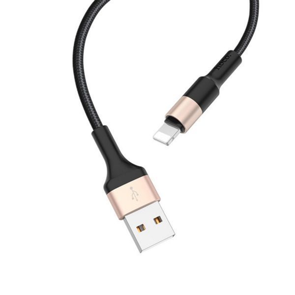 USB Cable Hoco Lightning X26 2.4A 1m black-gold 31553 фото
