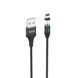 USB Cable Hoco Lightning U76 магніт 2.4A 1.2m black 21482 фото 1