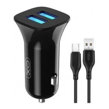 АЗП XO TZ10 12W/2.4A (2USB) + кабель micro black 03814 фото