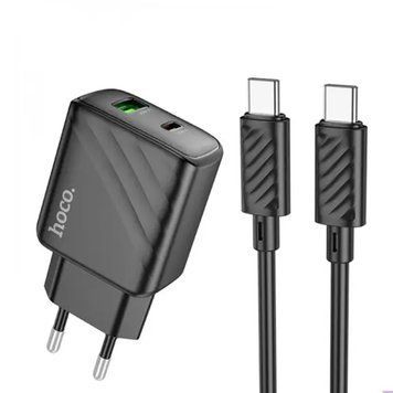 МЗП Hoco CS23A PD 30W/3A (1USB-1USB-C) + cable Type-C to Type-C black 33750 фото