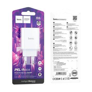 МЗП Hoco C97A 20W/3A (1USB/1USB-C) white 29578 фото