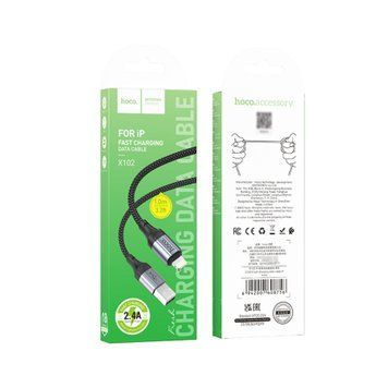 USB Cable Hoco Lightning X102 2.4A 1m black 38434 фото