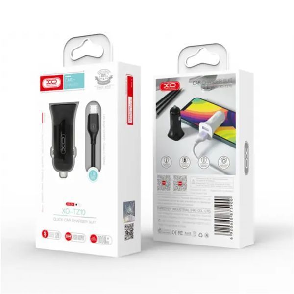 АЗП XO TZ10 12W/2.4A (2USB) + кабель micro black 03814 фото