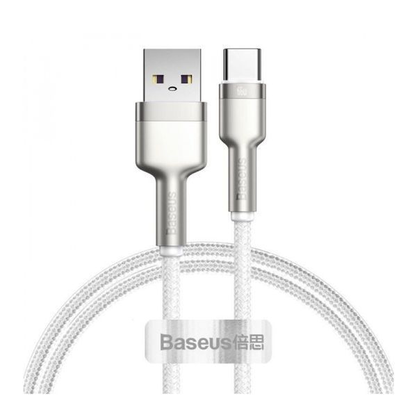 USB Cable Baseus Cafule Metal Data Type-C 66W (1m) white 02323 фото