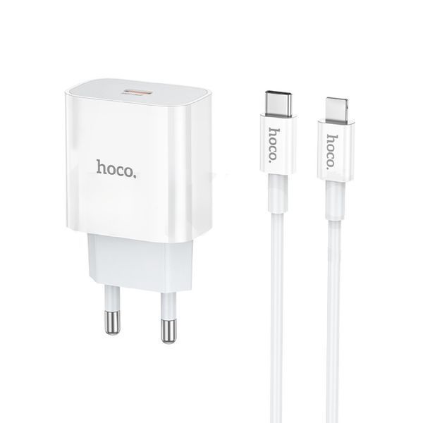 МЗП Hoco NT10 PD 20W/3A (USB-C) + cable Type-C to Lightning white 39639 фото