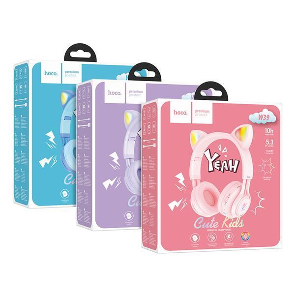 Навушники Big Bluetooth Hoco W39 Cat pink 30797 фото