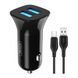 АЗП XO TZ10 12W/2.4A (2USB) + кабель micro black 03814 фото 1