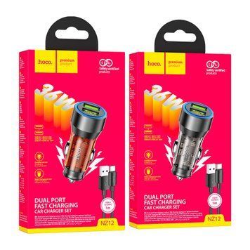 АЗП Hoco NZ12 36W (2USB) + cable Micro USB black 37869 фото