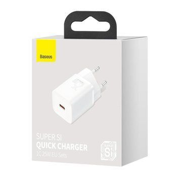 МЗП Baseus Super Silicone PD Charger 25W (1USB-C) white 28829 фото