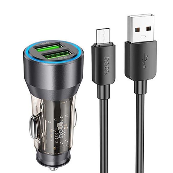 АЗП Hoco NZ12 36W (2USB) + cable Micro USB black 37869 фото