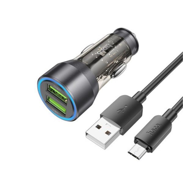 АЗП Hoco NZ12 36W (2USB) + cable Micro USB black 37869 фото