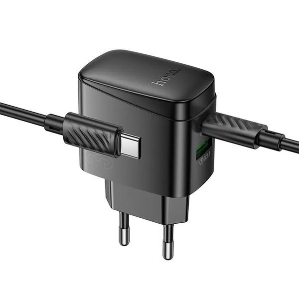 МЗП Hoco CS61A PD 30W/3A QC3.0 (1USB/1USB-C) + cable Type-C to Type C black 42181 фото