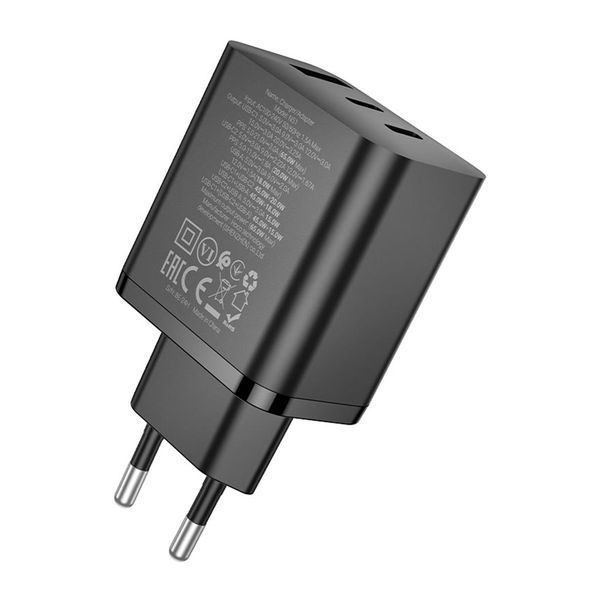 МЗП Hoco N51 PD 65W/3A (1USB-2USB-C) black 44148 фото