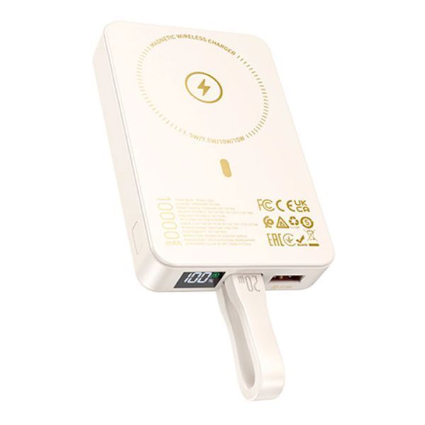 Power bank 10 000 mAh Hoco Q24 22.5W+PD20W fully compatible cable and magnetic white 42536 фото
