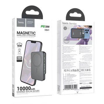 Power bank 10 000 mAh Hoco DB41 T Magnetic PD20W+QC3.0 black 42535 фото