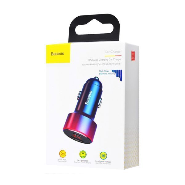 АЗП Baseus Magic Series Digital Display PD 3.0 QC 4.0+ 45W USB + Type-C black 26663 фото