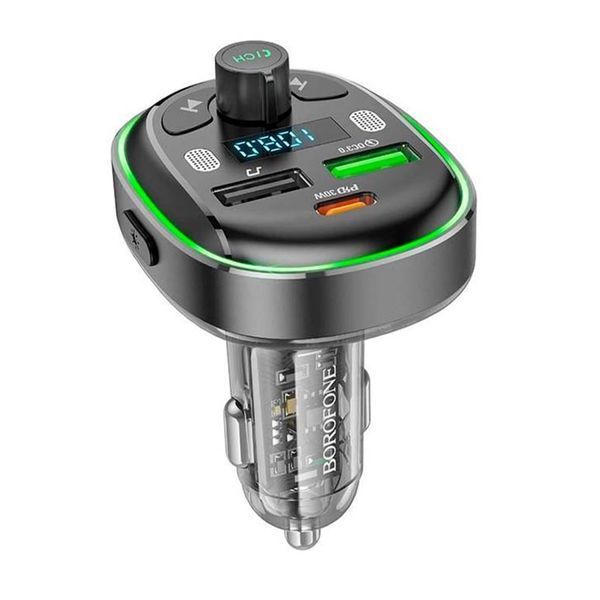 FM трансмістер Bluetooth Borofone BC47 QC 3.0 + PD 30W black 37980 фото