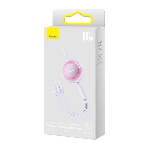 Кабель Baseus Bright Mirror 2 Series 3-in-1 (Micro USB+Lightning+Type-C) 100W (1.1m) purple 00524 фото