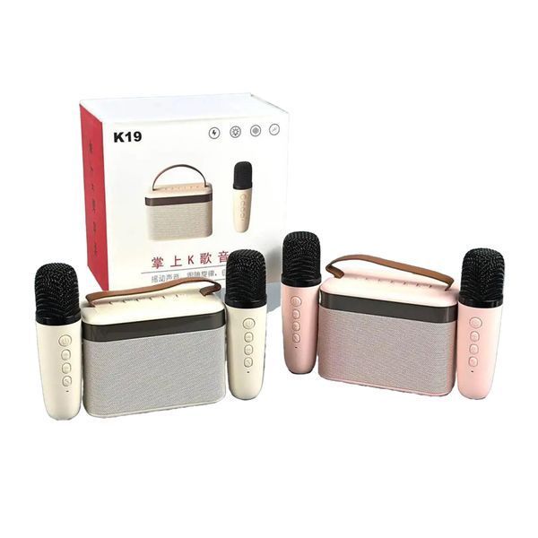 Колонка Bluetooth K19 2 мікрофона дитяче караоке beige 44413 фото