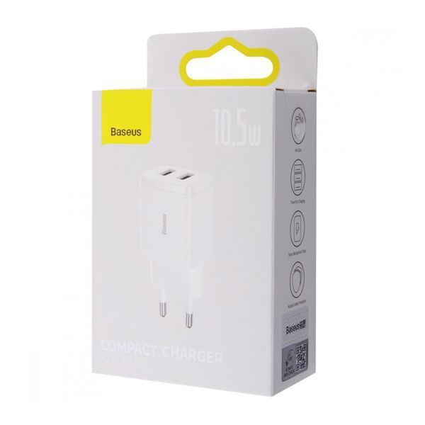 МЗП Baseus Compact 10,5W (2 USB) white 26720 фото
